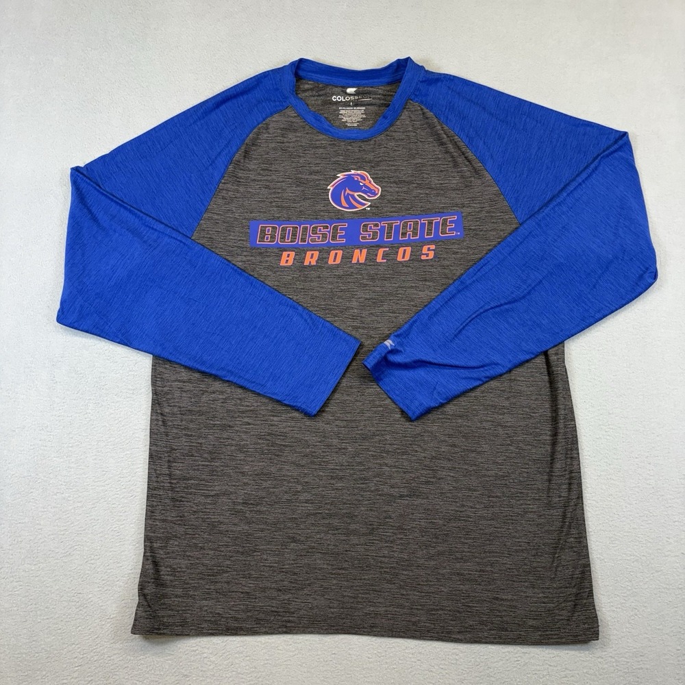 Boise State Broncos Shirt Mens L Colosseum Long Sleeve NCAA Blue Performance